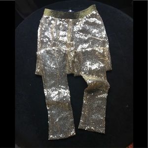 Gold Sequin Stretch Pants Size Medium